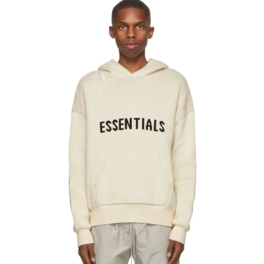 NWOT Essentials Off-White Knit Hoodie for Men